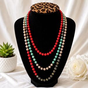 Boho Multi-Strand Faceted Beaded Necklace